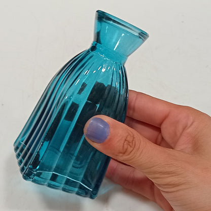 Vaso Garrafa de Vidro Azul Home&Co 11x5cm para Decoração