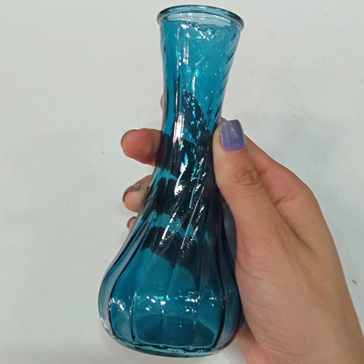 Vaso Garrafa em Vidro Azul Home&Co 15x7x7cm Decorativo