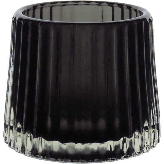 Castiçal de Vidro Fumê Home&Co 8x8cm Elegante para Decoração