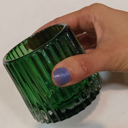 Castiçal em Vidro Verde Home&Co 8x8cm para Velas Decorativas