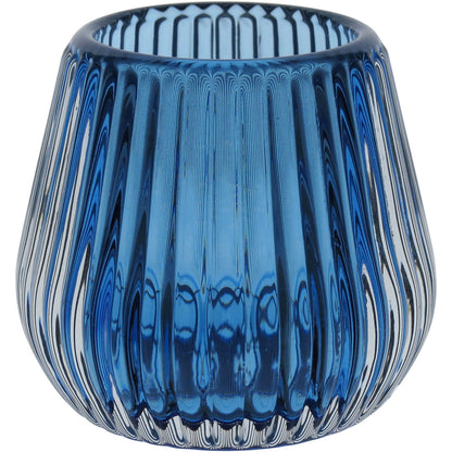 Castiçal em Vidro Azul Home&Co 6,5x7,3cm Decorativo para Velas