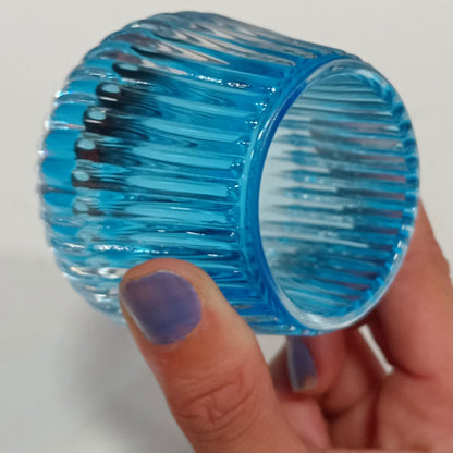Castiçal em Vidro Azul Home&Co 6,5x7,3cm Decorativo para Velas