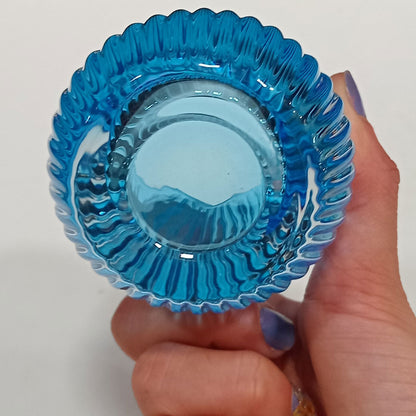 Castiçal em Vidro Azul Home&Co 6,5x7,3cm Decorativo para Velas