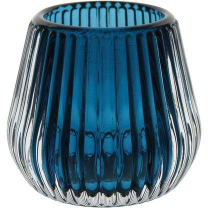 Castiçal em Vidro Azul Home&Co 6,5x7,3cm Decorativo para Velas