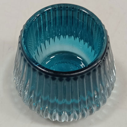 Castiçal em Vidro Azul Home&Co 6,5x7,3cm Decorativo para Velas