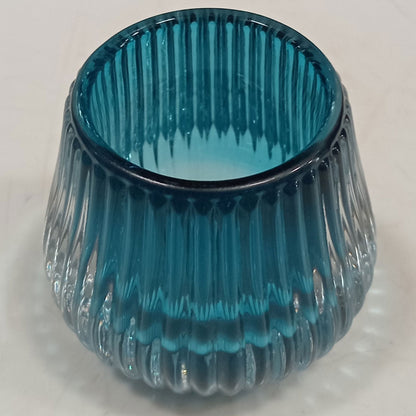 Castiçal em Vidro Azul Home&Co 6,5x7,3cm Decorativo para Velas