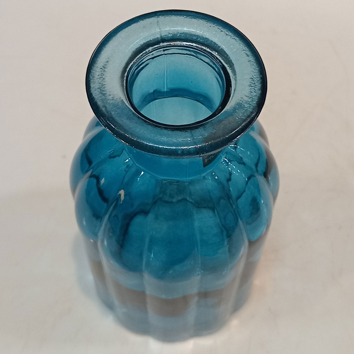Vaso Garrafa Vidro Azul 14x7cm Home&Co Decorativo