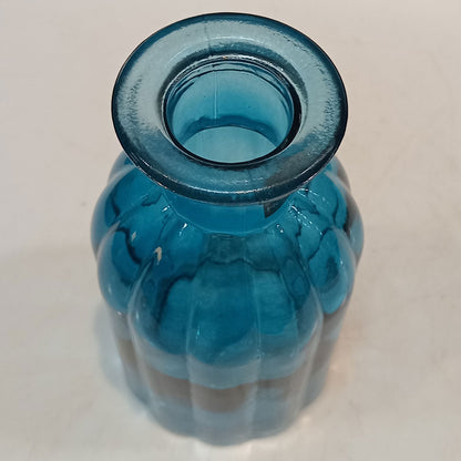 Vaso Garrafa Vidro Azul 14x7cm Home&Co Decorativo