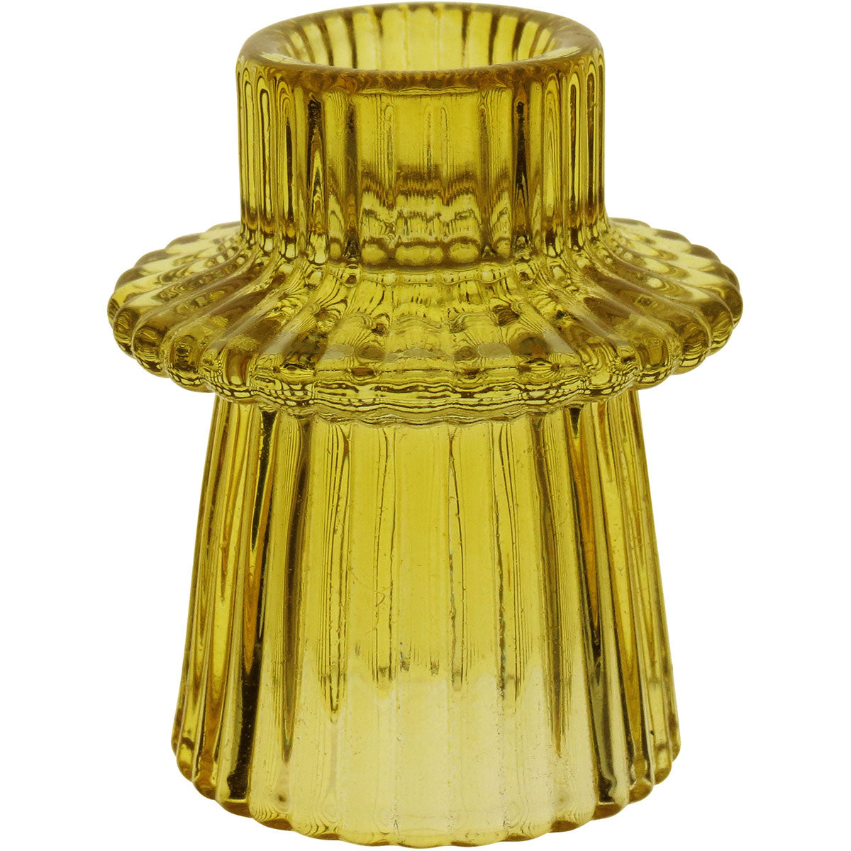 Castiçal em Vidro Amarelo Home&Co 7x6cm Decorativo para Velas