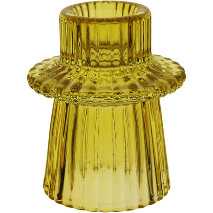 Castiçal em Vidro Amarelo Home&Co 7x6cm Decorativo para Velas
