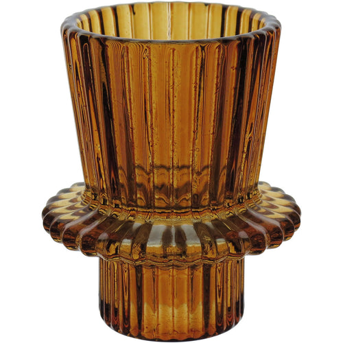 Castiçal de Vidro Âmbar Home&Co 7x6cm para Velas Decorativas