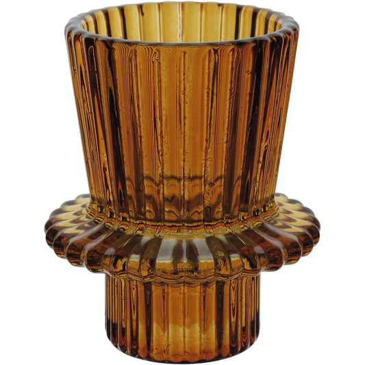 Castiçal de Vidro Âmbar Home&Co 7x6cm para Velas Decorativas