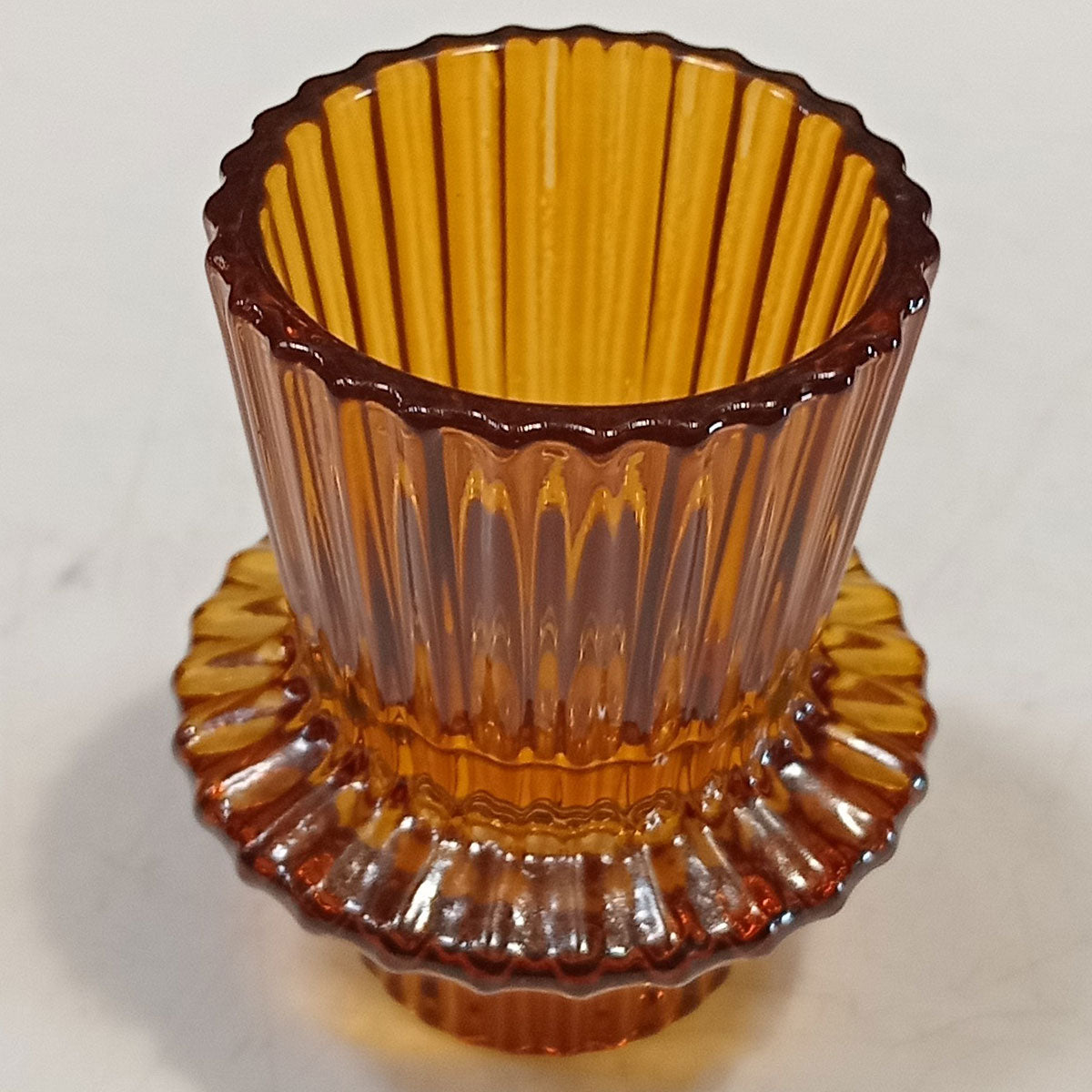 Castiçal de Vidro Âmbar Home&Co 7x6cm para Velas Decorativas