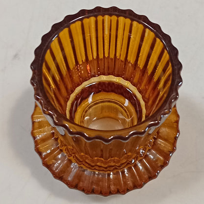Castiçal de Vidro Âmbar Home&Co 7x6cm para Velas Decorativas