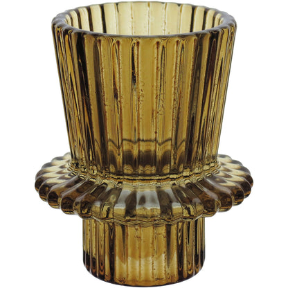 Castiçal de Vidro Marrom Home&Co 7x6x6cm para Velas Decorativas