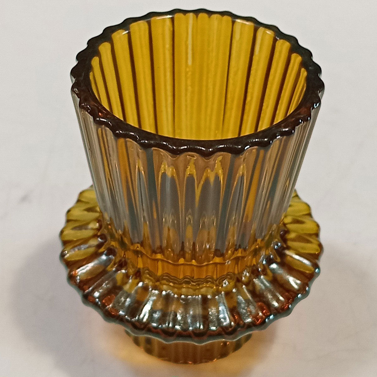 Castiçal de Vidro Marrom Home&Co 7x6x6cm para Velas Decorativas