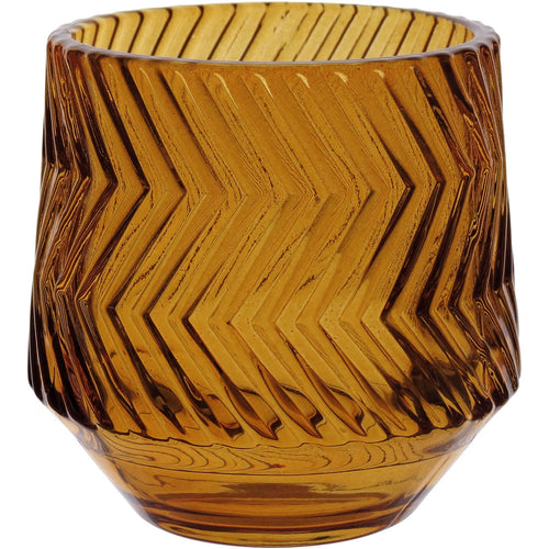 Castiçal Porta Velas Vidro Âmbar 8x8cm Home&Co Elegante