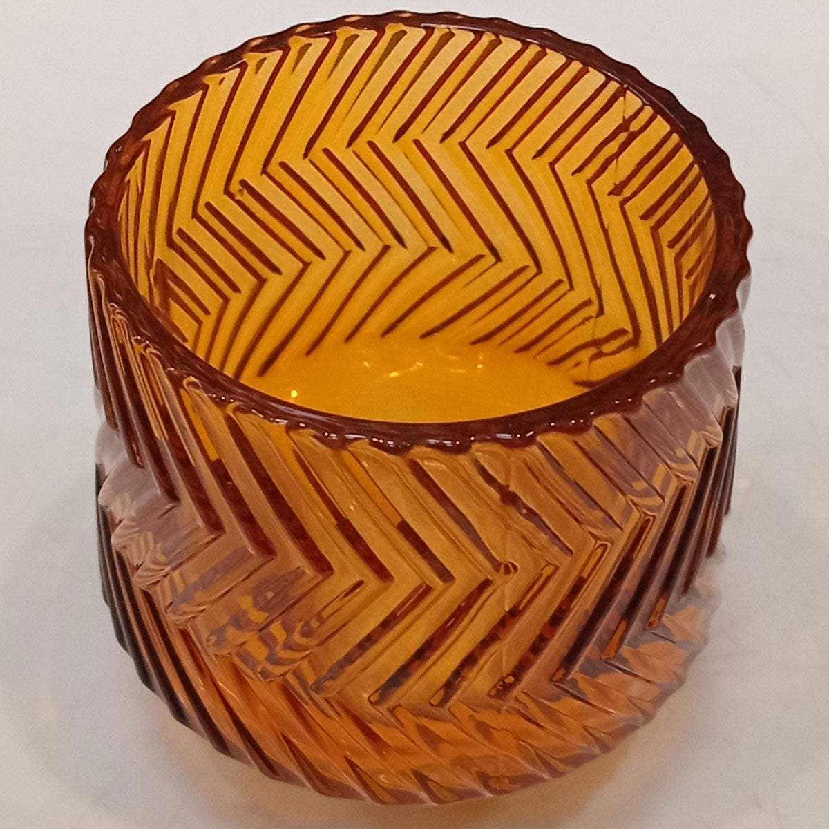 Castiçal Porta Velas Vidro Âmbar 8x8cm Home&Co Elegante