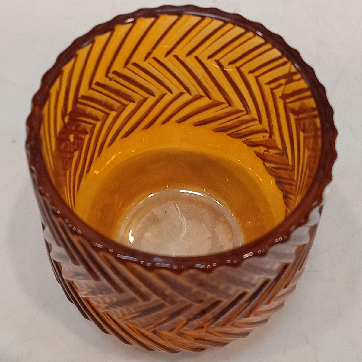 Castiçal Porta Velas Vidro Âmbar 8x8cm Home&Co Elegante