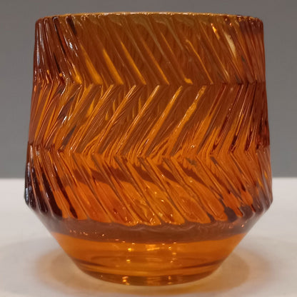 Castiçal Porta Velas Vidro Âmbar 8x8cm Home&Co Elegante