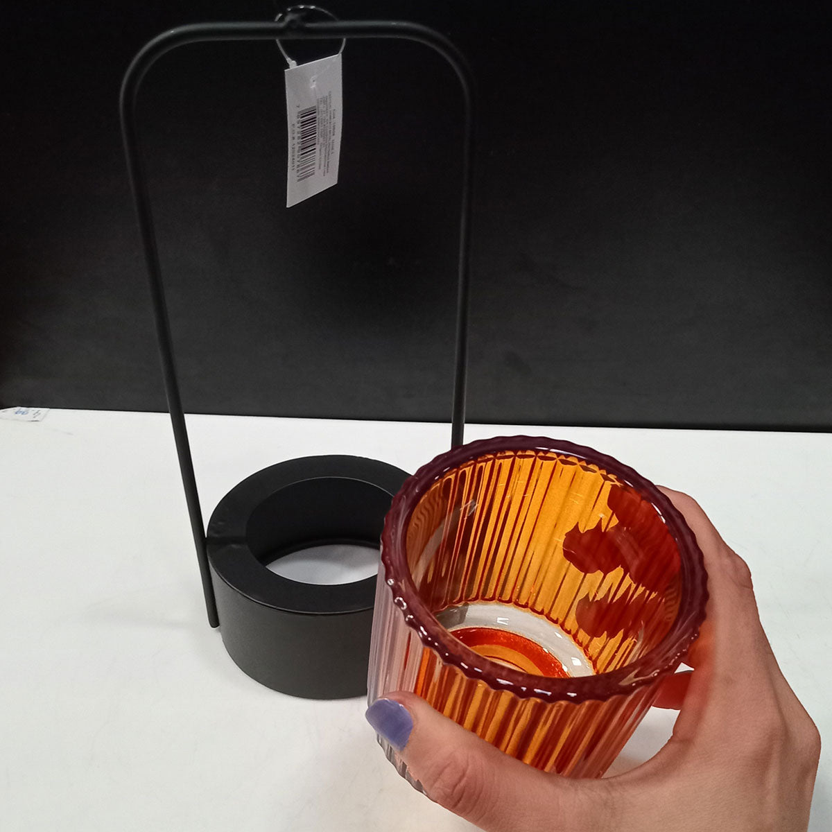 Castiçal Metal Âmbar Home&Co 25x10x9cm para Velas Decorativas