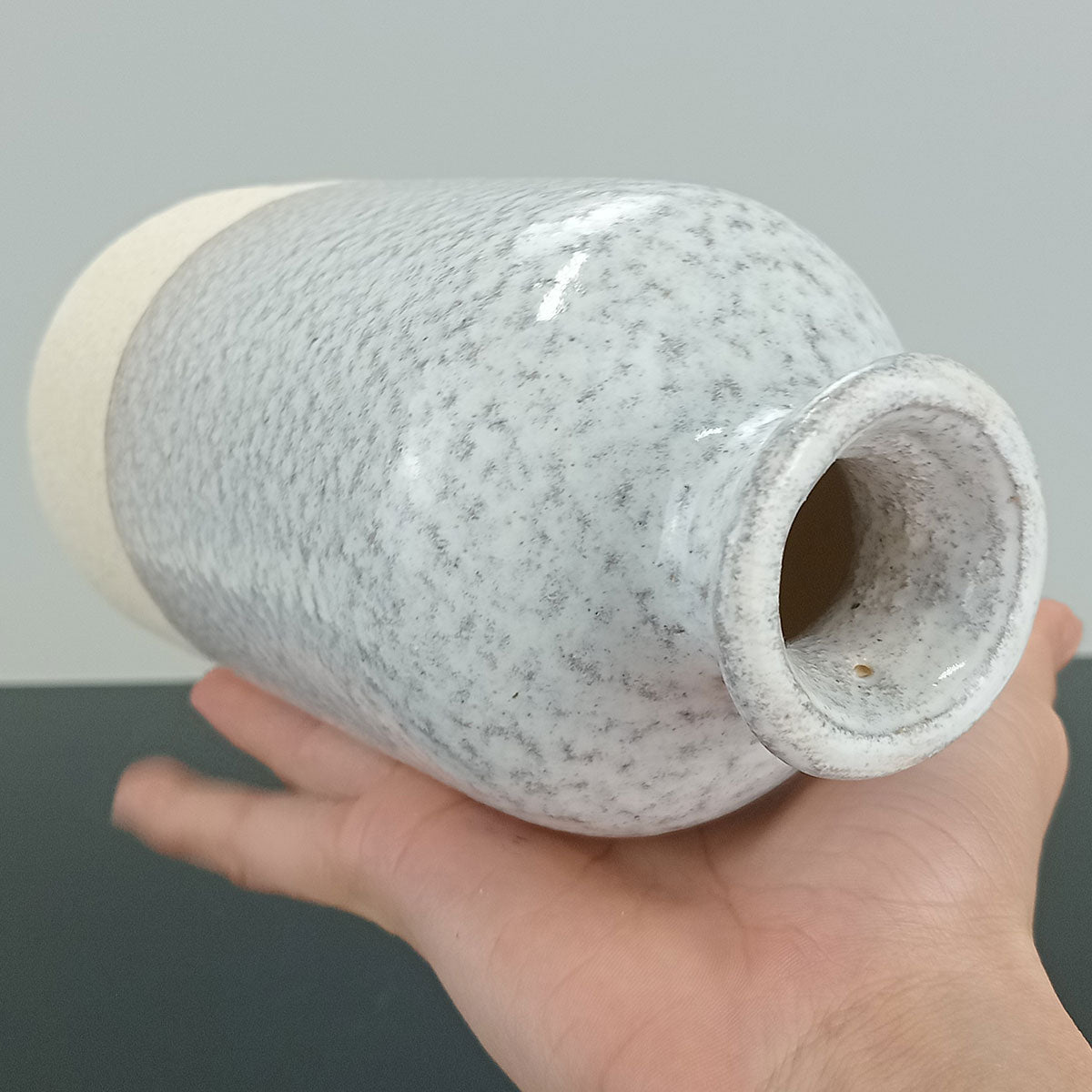 Vaso Garrafa Cerâmica Cinza Home&Co 20x10x10cm Decorativo