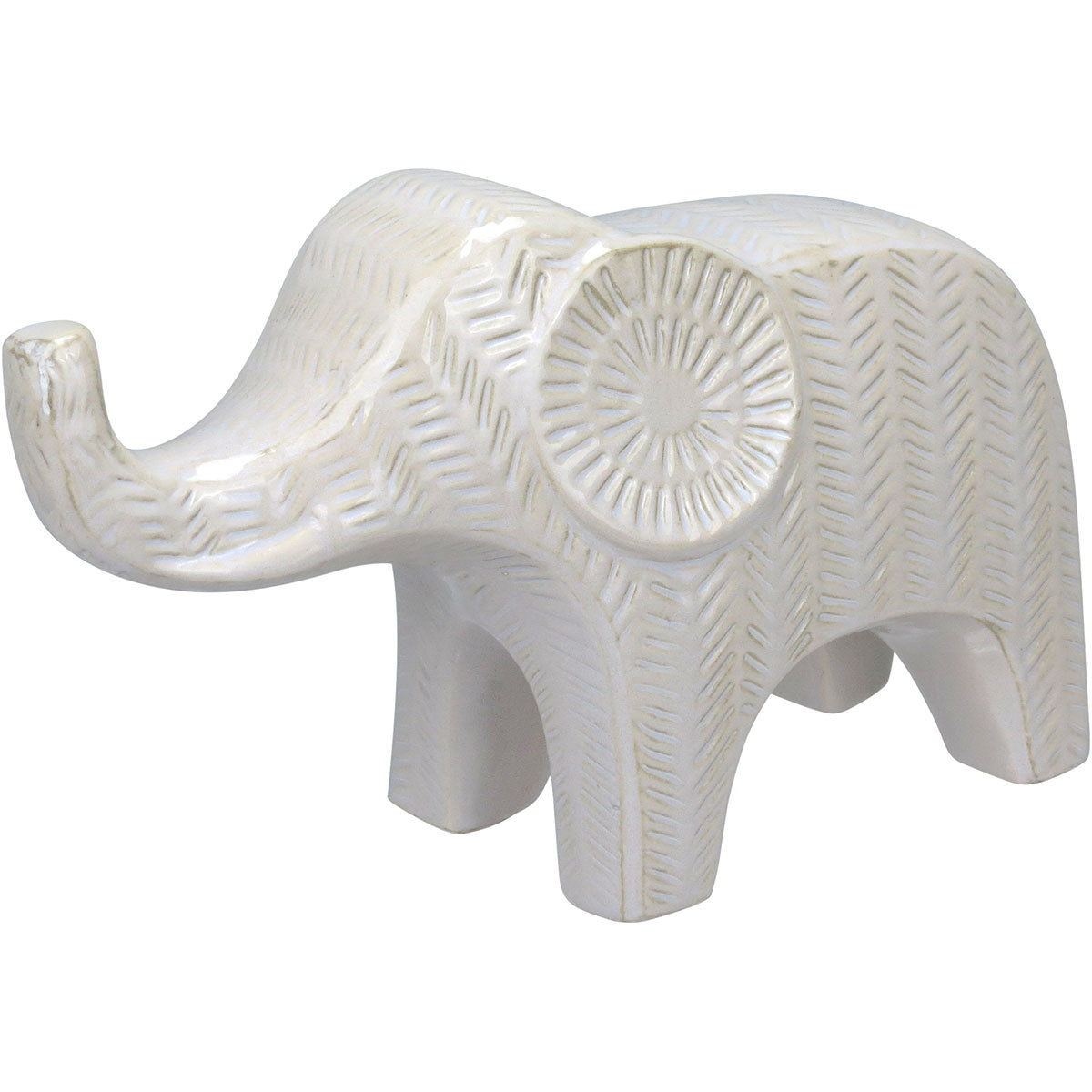 Adorno Elefante Cerâmica Branco 17cm Home&Co Decorativo
