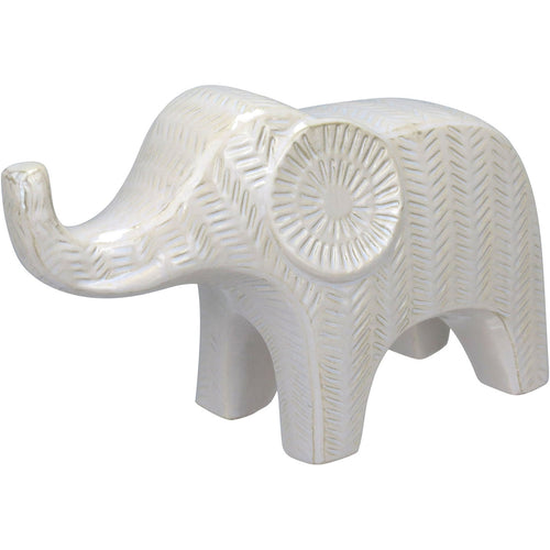 Adorno Elefante Cerâmica Branco 17cm Home&Co Decorativo