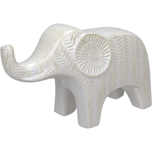 Adorno Elefante Cerâmica Branco 17cm Home&Co Decorativo
