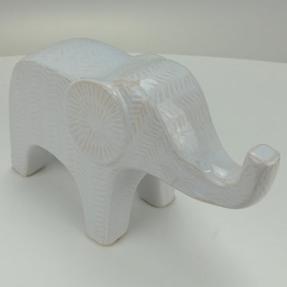 Adorno Elefante Cerâmica Branco 17cm Home&Co Decorativo