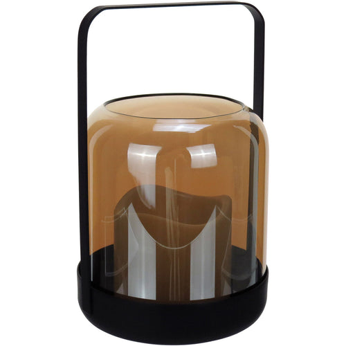 Lanterna Decorativa Home&Co com Vela LED Metal e Vidro Âmbar 19x12cm