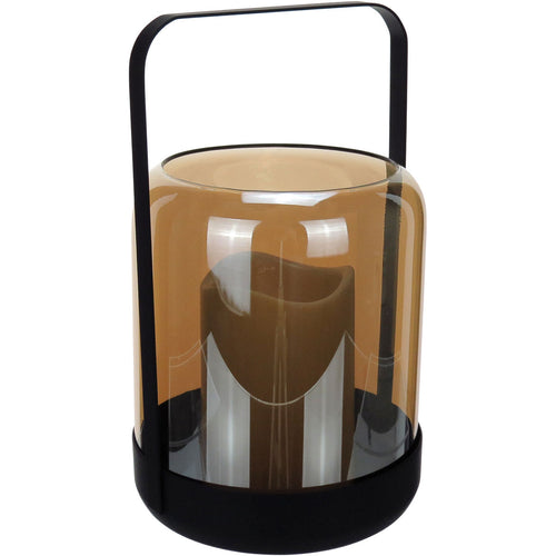 Lanterna Decorativa Home&Co Âmbar LED Metal Vidro 24x15cm