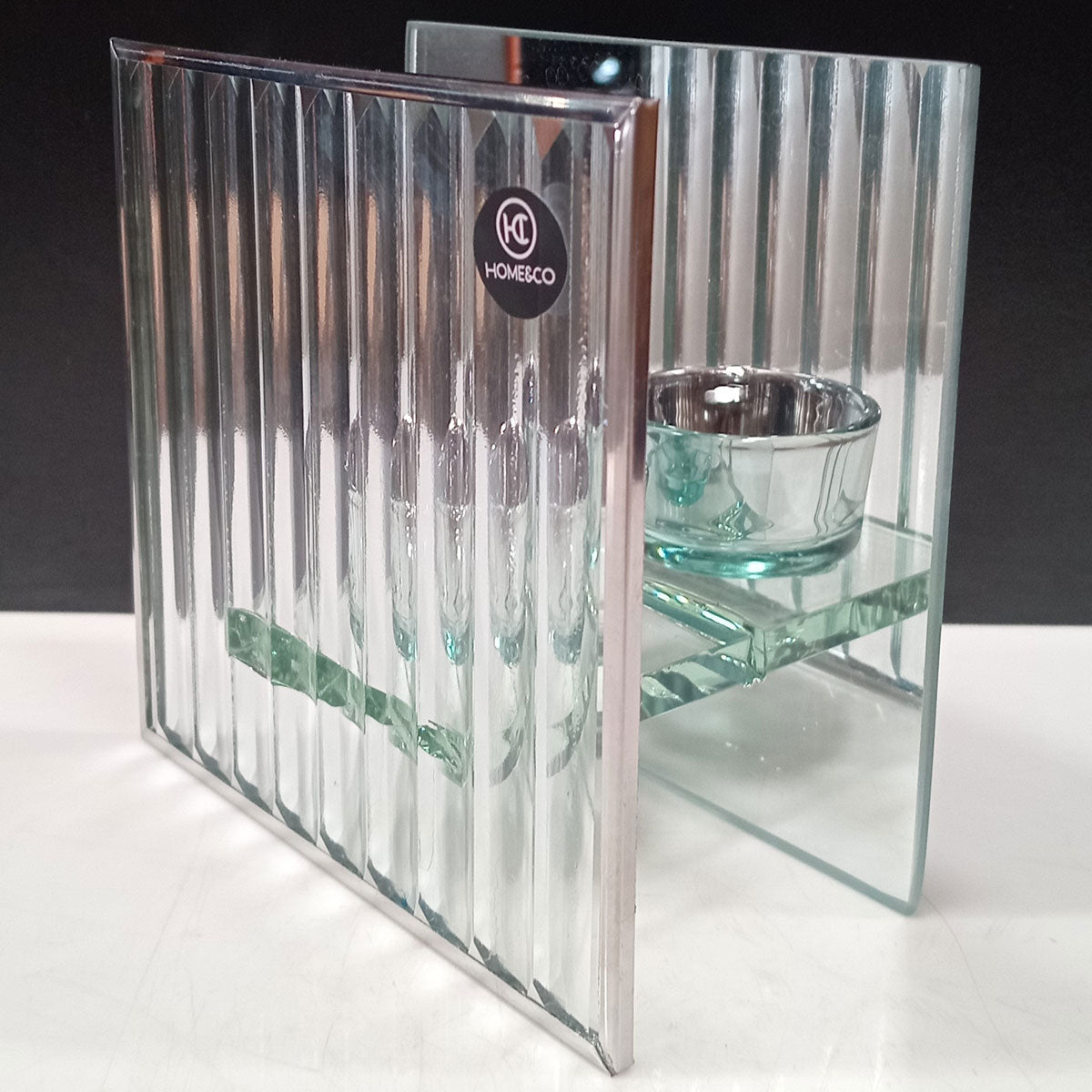 Castiçal em Vidro Transparente Home&Co 12x12x6cm para Velas