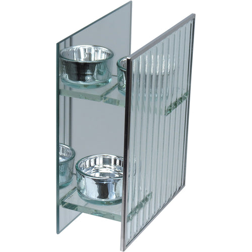 Castiçal de Vidro Transparente Home&Co com 2 Velas 16x13x6cm