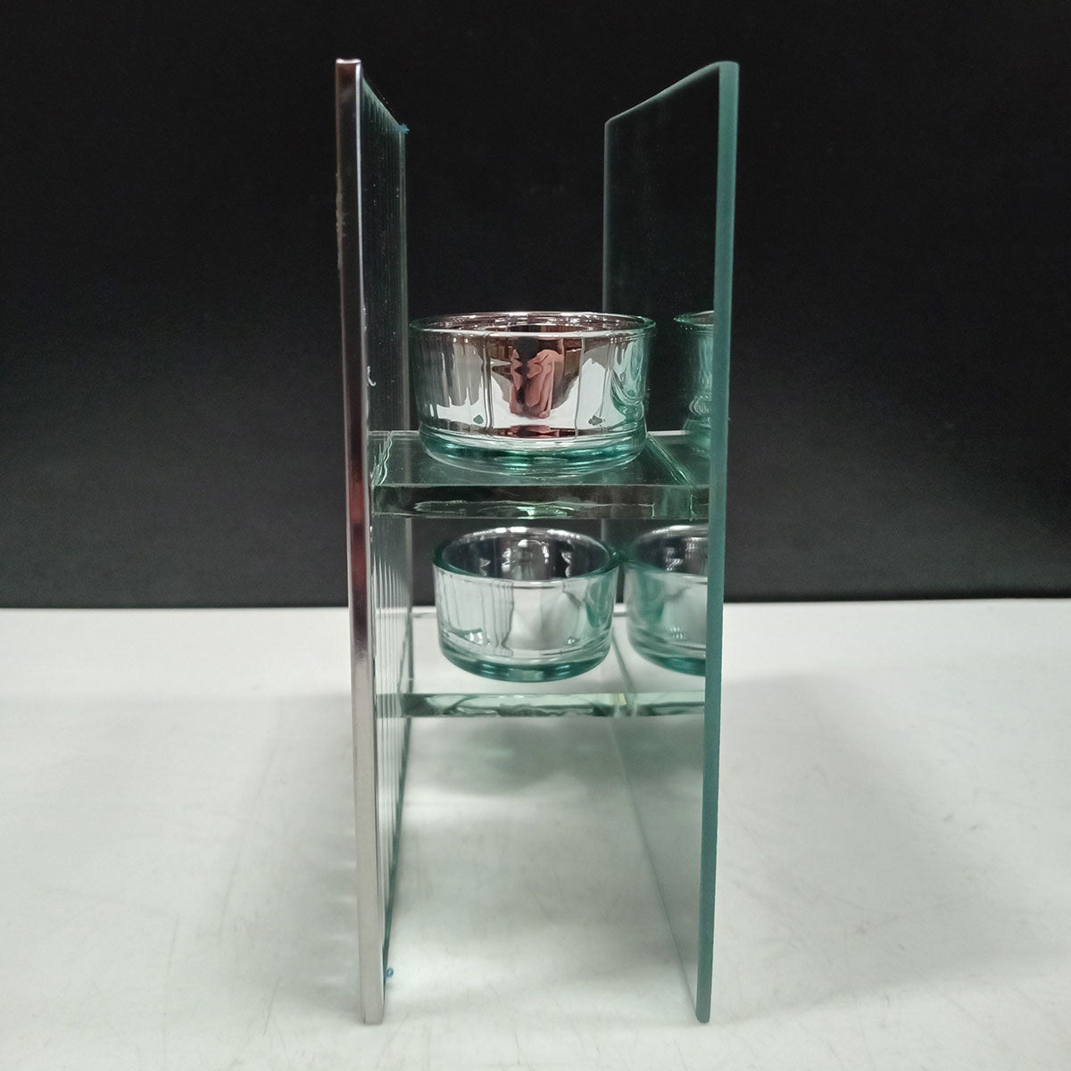 Castiçal de Vidro Transparente Home&Co com 2 Velas 16x13x6cm