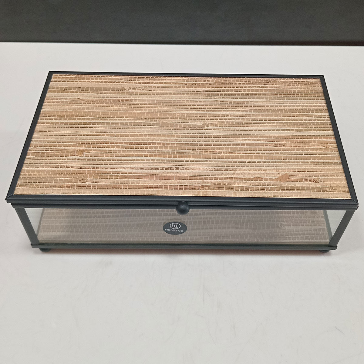 Porta Joias Home&Co Vidro Bege 6,5x21x12cm com Compartimentos