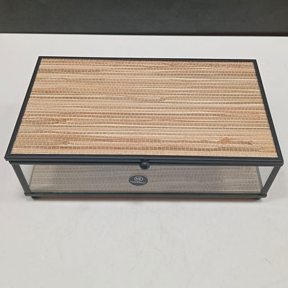 Porta Joias Home&Co Vidro Bege 6,5x21x12cm com Compartimentos