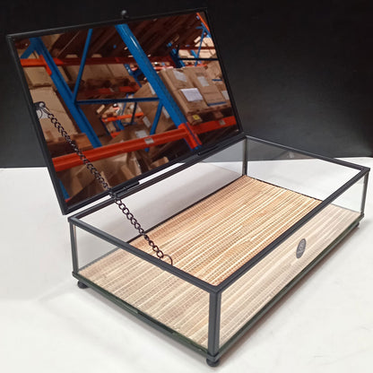 Porta Joias de Vidro Home&Co 6x14x24cm Bege com Compartimentos