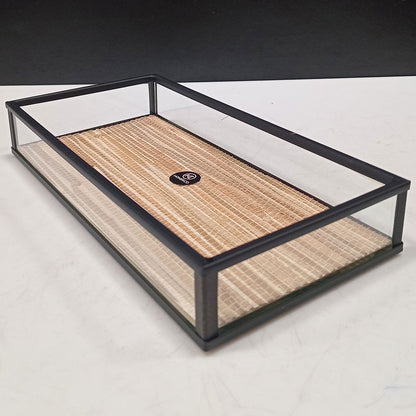 Bandeja Decorativa de Vidro Bege Home&Co 20x10cm 3cm de Altura