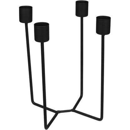 Castiçal Porta Velas Metal Preto Home&Co 20x13x13cm