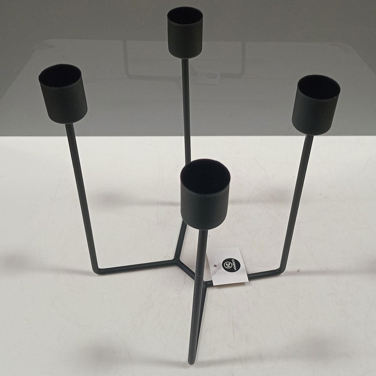 Castiçal Porta Velas Metal Preto Home&Co 20x13x13cm