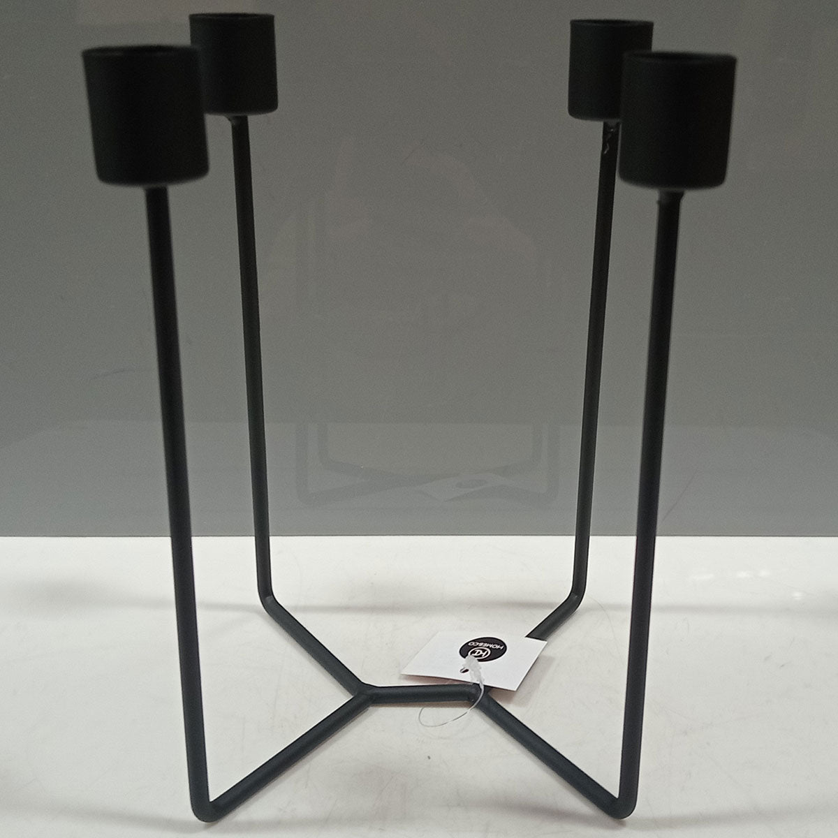 Castiçal Porta Velas Metal Preto Home&Co 20x13x13cm