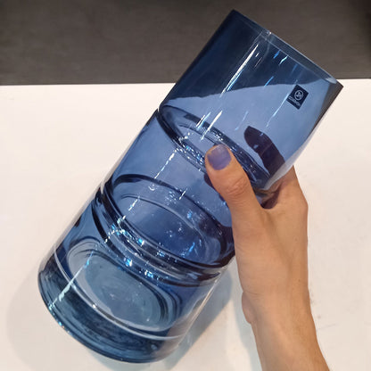 Vaso Decorativo Home&Co Vidro Azul 24x13cm para Flores e Folhagens