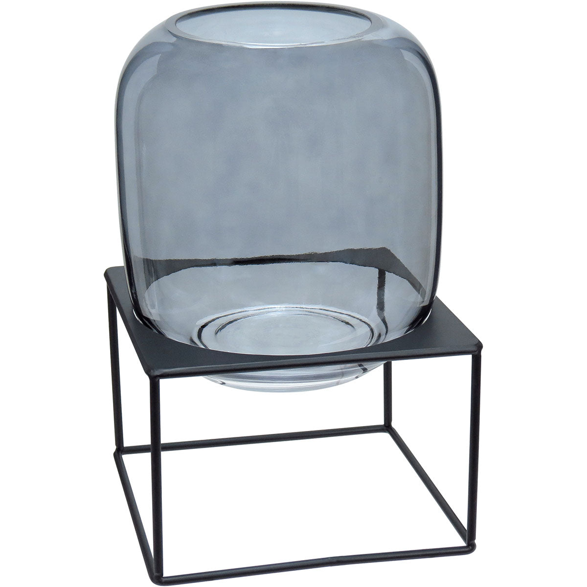 Vaso Decorativo Fumê Home&Co com Suporte Metálico 30x21cm