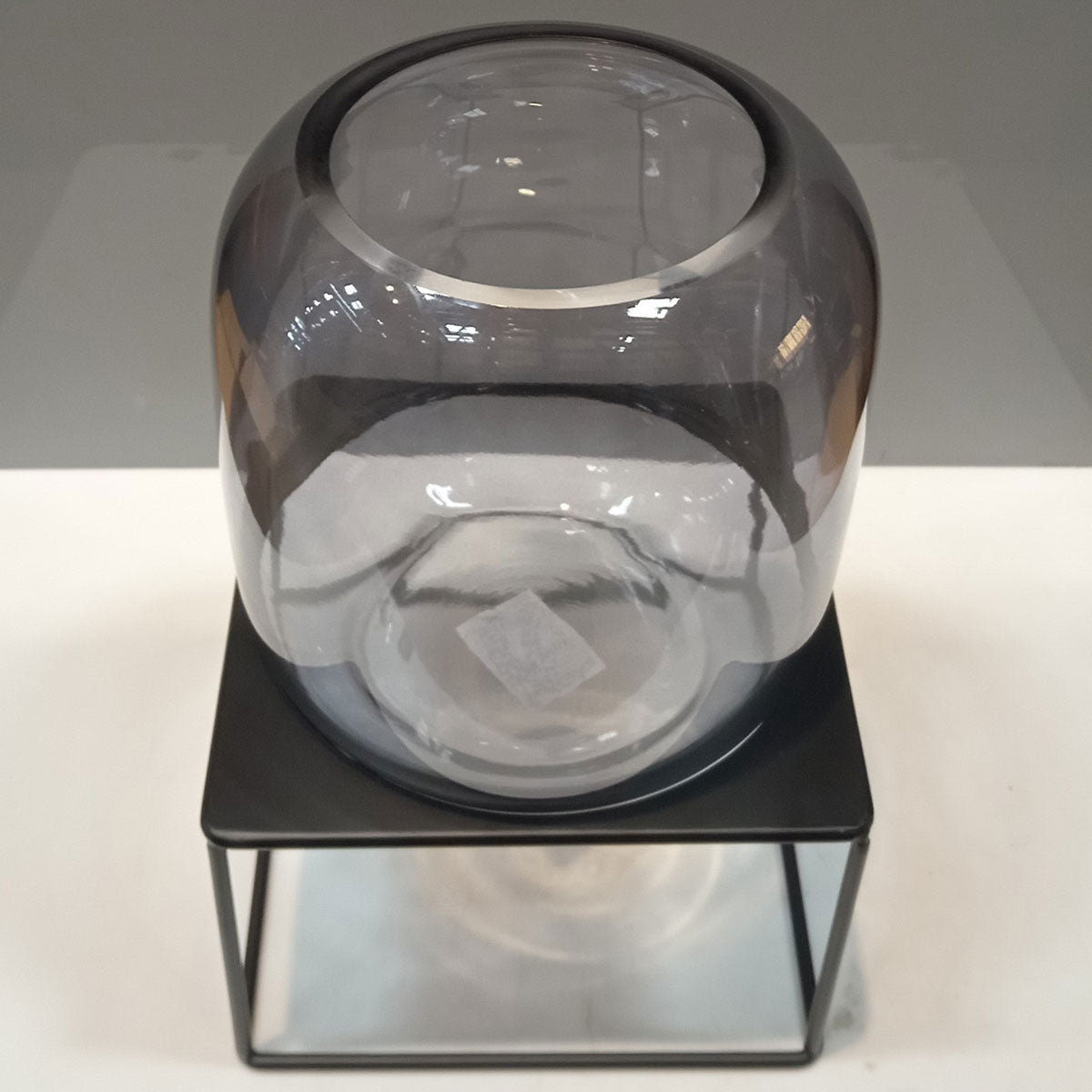 Vaso Decorativo Fumê Home&Co com Suporte Metálico 30x21cm