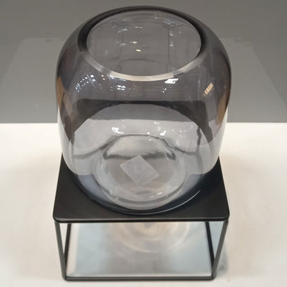 Vaso Decorativo Fumê Home&Co com Suporte Metálico 30x21cm