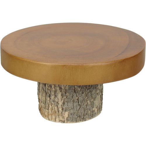 Prato para Doces Home&Co 22cm Madeira Natural com Pé 11cm