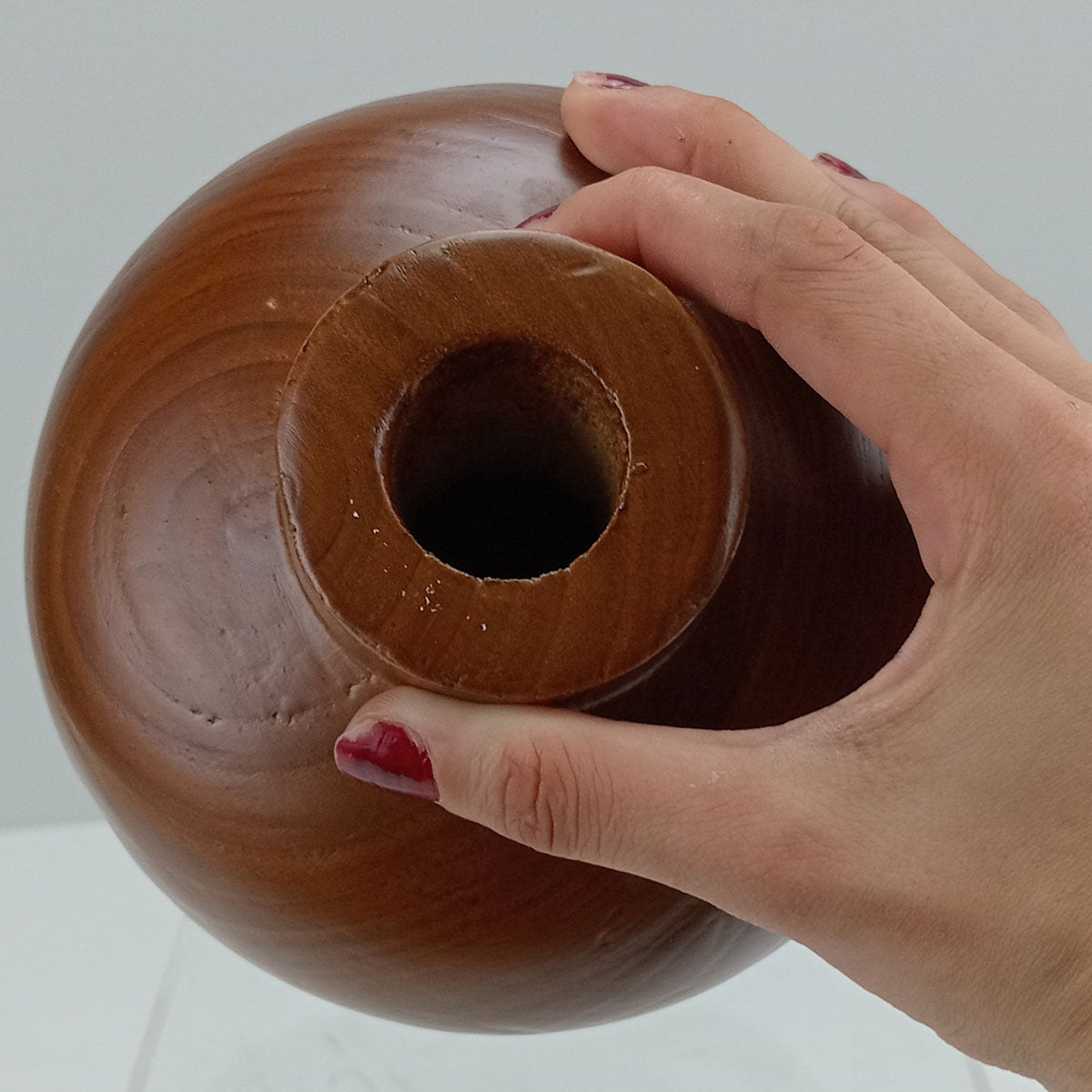 Vaso Decorativo em Madeira Natural Home&Co 17x15cm Marrom