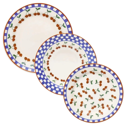 Aparelho de Jantar Chá 12 Peças Donna Jardim Cerejas Porcelana