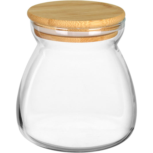 Pote de Armazenamento Home&Co 650ml Borossilicato Transparente com Tampa de Bambu